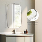 Brushed Nickel Bathroom Mirror, 20"×30" Oval Vanity Mirror with Stainless Steel Metal Frame, Silver Oblong Wall Mount Mirror for Bedroom, Living Room
