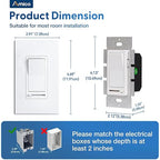 Amico 24 Pack Dimmer Light Switch, Single-Pole or 3-Way Slide Dimmer Switches for Led Lights, Suitable for 150W Dimmable LED/CFL Lights and 600W Incandescent/Halogen, Wall Plate Included, White