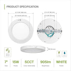 ASD LED 7" Round Flush Mount Ceiling Light Fixture, Low Profile Surface Lighting | 5CCT, Motion Sensored, Ultra-Thin, ETL Listed | 15W 900LM 2700-6000K 120V | Kitchen, Hallway Lamp | White, 12 Pack