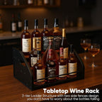 STAEVER Coffee Syrup Rack- Extra Large for 15 Syrup Bottles Holder- Rustic Countertop Display Shelf for Liquor Bottles, Coffee Bar, Kitchen Cabinet- Pantry Storage for Water Bottles, Spirits & Whiskey