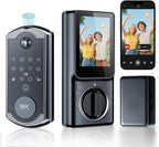 SMRTIPLX Video Smart Lock S398, 4-in-1 Camera + Video Doorbell + Fingerprint Keyless Door Lock + Indoor Display Monitor, Smart WiFi Deadbolt, App Remote Control, Easy Installation, Chime Included
