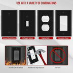 ENERLITES Decorator Switch Metal Wall Plate, Outlet Cover, Corrosion Resistant, Standard Size 1-Gang 4.50" x 2.76", Powder Coated Stamped Steel, 7731-BM, Black Matte