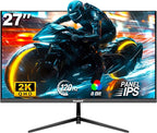 Gawfolk Gaming Monitor 27 inch QHD IPS, PC Screen 120Hz 2K (2560×1440P), Ultra-Thin Zero Frame Computer Display for Home Office Business, DP, HDMI, Wall-Mounted