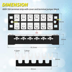 Joinfworld 35A Terminal Block 6 Position Screw Terminal Strip Dual Row with Cover & 6 Position Pre-Insulated Terminal Jumper Block - 2 Pack