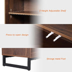 WAMPAT Modern TV Stand for TVs up to 120 inch, 4 in 1 TV Console with Glass Doors and 2 Drawers, Entertainment Center with Adjustable Shelf for Living Room, Bedroom, Brown