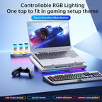 llano RGB Laptop Cooling Pad, White, Powerful Turbofan, Quiet Cooling, Touch Control, LCD Screen, Seal Foam, 15-19in Laptops