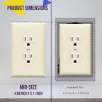 ENERLITES Duplex Receptacle Outlet Wall Plate, Midway Size 1-Gang 4.88" x 3.11", Unbreakable Polycarbonate Thermoplastic, 8821M-LA, Light Almond