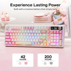 EPOMAKER TH99 PRO 96% Mechanical Keyboard with Screen & Knob, 10000mAh, 2.4Ghz/BT, Hot Swap, Custom Driver, RGB Backlight, PBT Keycap, Wireless Gaming Keyboard for PC/Mac (Pink, Creamy Jade)