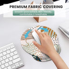 iLeadon Mouse Pad Wrist Support Keyboard Wrist Rest Set, Ergonomic Mouse Pad with Non-Slip Base for Computer Laptop Home Office + Coasters, Easy Typing & Pain Relief Mouse Mat, Tropical Plants