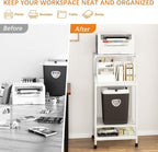 Arbuxzuy 4-Tier Printer Stand with Storage Shelf, Mobile Printer Table for Home Office, Adjustable Stand for Printer, Scanner, Fax (White)