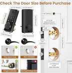 Biquole Keyless Entry Door Lock with 2 Lever Handles, Electronic Keypad Deadbolt, Auto & One Touch Lock,Smart Locks for Front Door, Easy Installation, App Control, Oil Rubbed Bronze