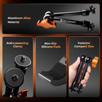 K&F CONCEPT 9.8" Magic Arm Clamp Kit with 1/4" & 3/8" Thread Screw 360° Ball Heads Articulating Magic Arm Camera Mount for Monitor, Flash, LED Light, Microphone, Camera Cage, Action Camera