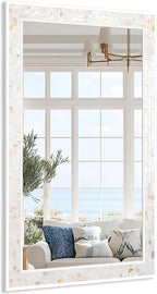 Tanmicoshomy 24 x 47 Inch White Rectangle Wall Mirror, Rectangular Mirrors for Bathroom, Bedroom Living Room or Entryway, Wall Mounted Horizontal or Vertical