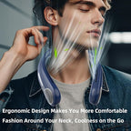 Portable Neck Fan,Hands Free Personal Wearable Bladeless Fan,6000mAh USB Rechargeable,360° Cooling,LED Display,4-Speeds,Birthday Gifts for Men Women Dad Mom,Valentines Day Gifts for Her Him (Blue)