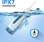 Cordless Portable Water Flosser with 300ML Tank: Rechargeable Oral Irrigator with 5 Tips for Travel, Braces Care and Sensitive Gums, IPX7 Waterproof Teeth Cleaning Device(Blue