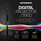 Artograph Height Adjustable Projector Stand, Art Monopod for Digital Projector, Camera, or Lights, Includes Cell Phone Holder for Smartphone
