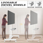 TVON Upgraded Mobile TV Stand on Wheels for 32-80 inch Flat Screen/Curved TVs up to 110 lbs, Height Adjustable Mobile TV Cart with Metal Laptop Shelf, Rolling TV Stand for Home and Office Use,White