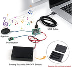 Geekstory Recordable Sound Module 8M Button Control Music Voice Chip Programmable with Speaker+Battery Box for DIY Music Greeting Card Christmas Creative Gift