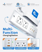 Recessed Power Strip with 20W USB C Port, Fast Charging USB A Port Conference Recessed Outlet, Space-Saver for Furniture Side Table, End Table, Desk Outlet with 6ft Cord, 45° Thin Flat Plug, White