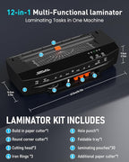 Qfun 3-10 Mil Thermal Laminator Machine 11x17 Heavy Duty Lamination Machine 4-Roller Commercial Laminating Machine 13 inch for Teacher, Large Laminate Machine with Laminating Sheets for Office School