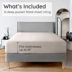 Bambaw 100% Viscose Derived from Bamboo Fitted Sheet King Size, Cooling King Sized Fitted Sheet with Corner Straps, Soft & Breathable (Sand)