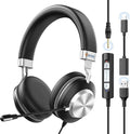 Wantek USB Headset with Microphone for PC,Laptop,Computer Headset with Noise Cancelling & Audio Controls,Wired Headset for Call Center,Work,Ofiice,Zoom,Binaural