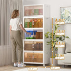 Extra Large Stackable Storage Bins with Lids & Wheels, 480QT-120QT/30GAL*4Pack Foldable Collapsible Closet Organizers Storage Cabinet with Doors for Bedroom Dorm