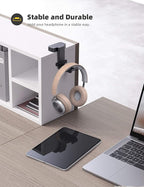 Lamicall Headphone Stand, Headset Hanger - 360 Degree Rotation Earphone Hook Holder Mount, Table Headphone Stand with Cable Organizer, Gaming Headset Clamp for HyperX, Razer, Sony, Sennheiser - Black