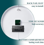 TIMESS Wall Clock, 14" Large Dial Non-Ticking Silent Battery Operated Analog with LCD Display for Perpetual Calendar and F° Temperature, Ideal Modern Home, Bedroom, Kitchen, Office Decor(Green)