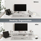 Fenge Acrylic Monitor Stand Riser, 42.5 Inches Dual Monitor Stand with Metal Storage, 2 Tier Acrylic Computer Riser for Desk, Clear Laptop Stand for PC, Laptop, Printer, TV, White
