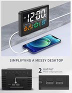 Digital Alarm Clock, with 5.5" Large LED Time Display, Adjustable Alarm Volume, 6 Level Brightness, Alarm Settings, USB Charger, Temperature Detect, Snooze, Clocks for Bedroom, Bedside, Desk, Black