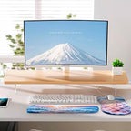 Mouse Pad Wrist Support, Laokiiy 2 in1 Keyboard Wrist Rest+ Ergonomic Mouse Pad, Non-Slip Wrist Rest for Computer Keyboard, Made Easy Typing & Relieve Wrist Pain(Sunrise Beach)