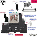 UL Listed 6 Pcs 8-Amp Electromagnetic Relay 24V DC Relay DPDT 2NO 2NC 8Pin Socket Base with Indicator Light Module and Test Button