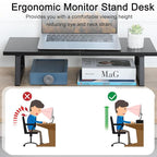 TEAMIX 24 inch Monitor Stand Riser, Black Wood & Steel Computer Monitor Stand with Storage, Laptop, PC, Printer Stand Riser for Desktop Office Desk Organizers