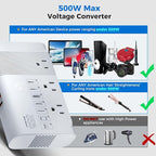 [Game-Changer] DOACE 500W Max 220V to 110V Converter, 50Hz to 60Hz Voltage Converter for European Travel, 100% Pure Sine Wave Voltage Converter US to Europe for CPAP Hair Straightener Laptop Phone