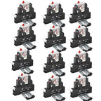 12 Pcs 12Amp Mini Relay Switch DPDT with Test Button 110V/120V AC 1NO 1NC 5Pin Socket Base with Indicator Light UL Certification
