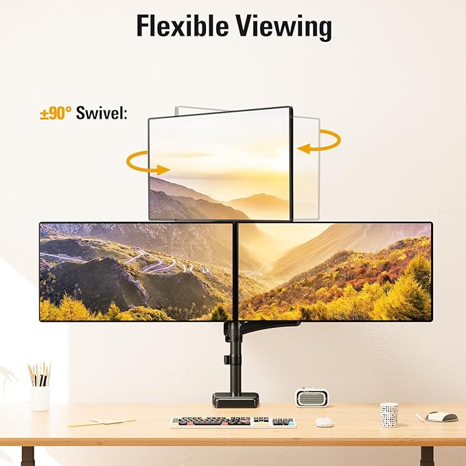 DreamAxis Triple Monitor Mount up to 32" Computer Screen, up to 19.8lbs Each, Adjustable 3 Monitor Stand with Clamp & Grommet Kit, Gas Spring Arm with Tilt Swivel Rotate, VESA Mount 75x75/100x100mm