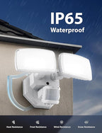 Onforu 32W 2 Head Motion Sensor Outdoor Lights, 3200LM 6500K LED Security Light Hardwired, Dusk to Dawn, Motion Detector Light for Outside, IP65 Waterproof Flood Lights for Garage, Yard(White)