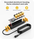 CCCEI Heavy Duty Surge Protector Power Strip 20 Amp Individual Switches. 15FT 12 Gauge Extension Cord with Multiple Outlets. Kitchen, Garage, Shop, Industrial Wall Mount Electric Extender, Yellow.