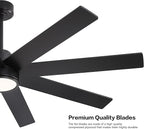 WINGBO 72" Large DC Ceiling Fans with Lights and Remote, 3 Downrods, 8 Plywood Blades, 6-Speeds Reversible DC Motor, 3CCT, Indoor Ceiling Fan for Bedroom Living Room Patio, Black