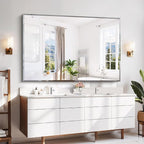 CILIBER 60x40 Large Beveled Mirror, Frameless Beveled Bathroom Mirrors for Over Sink, Upgraded Shatterproof Beveled Frameless Vanity Mirror for Bathroom,Bedroom,Living Room and Entryway