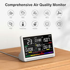 16 in 1 Air Quality Monitor Indoor 7" Display 9 AQI+7 AQI Alerts, CO2 Monitor Air Quality Tester for CO2, TVOC, PM2.5 PM1.0 PM10, HCHO Temperature Humidity AQI & Time Air Quality Meter for Home