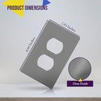 ENERLITES Screwless Duplex Wall Plate, Child Safe Receptacle Outlet Cover, Standard Size, 1-Gang 4.68" x 2.93", Unbreakable Polycarbonate Thermoplastic, UL Listed, SI8821-GY, Glossy, Gray