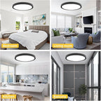 RLEDPZTX Led Flush Mount Ceiling Light,16 Inch 32w 3480lm,3000k/4000k/6000k 3CCT Selectable, Round Modern Flat Panel Super Slim Led Ceiling Light,for Living Dining Kitchen Bedroom Room (2Pack-Black)