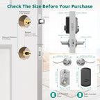 AkaGear DS10 Keyless Entry Door Lock with Handle - 2 Lever Handles, Fingerprint Door Lock, Keypad Deadbolt, 2 Keys, Code, Smart Locks for Front Door, Auto-Lock, Easy Installation - Satin Nickel