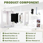 Wall Cable Concealer Management Kit, Recessed Outlet Behind TV for Wall Mount TV with Cable Management Box, in Wall TV Connection Kit Hides Power Cables & Low Voltage Wires Fits All Plugs (NO Wire)