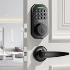 VCHOO Keyless Entry Door Lock Set Smart Locks for Front Door Keypad Door Lock with Handle Auto Lock One Time Password Anti Peeping Password IP54, Black