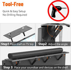 Soundbar Mount, No Drilling Steel TV Top Shelf Fits Most of Sound Bars Up to 15 Lbs, Universal Sound Bar TV Mount Bracket, Sound Bar Stand Compatible with Samsung, Sony, LG,Bose, 33.8x4.7inch
