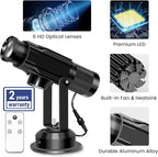 Laulgpoha 30W Logo GOBO Projector, HD LED Light for Business, Dual Cooling System, DJ Effect Light Projector with Free Glass Lens and Remote Control, Rotational, for Indoor Use