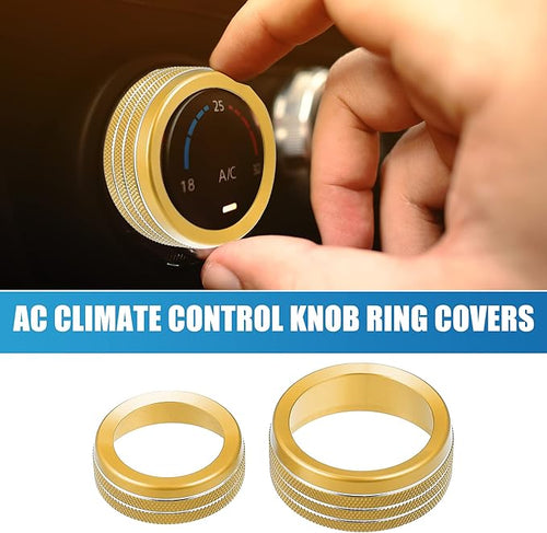 A ABSOPRO Air Conditioner Knobs Decals AC Radio Switch Knob Cover for Dodge Durango 2014-2020 for Jeep Cherokee Grand Cherokee 2014-2021 Gold Tone (Set of 3)